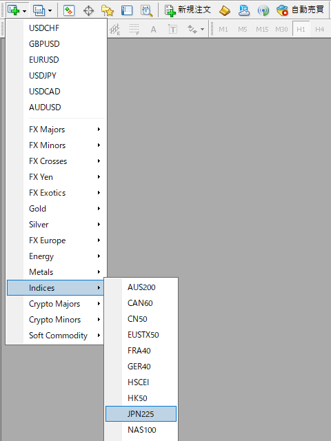 新規チャートをクリック